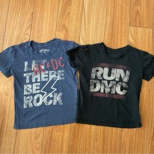 AC/DC Kids Short Sleeve Tee in Navy with Black RUN DMC Tee Bundle Size 5t
